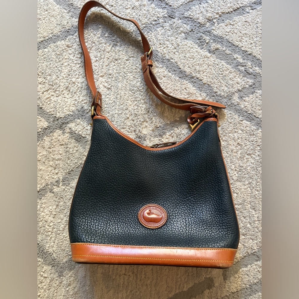 Classic Black and Brown Leather Shoulder Bag